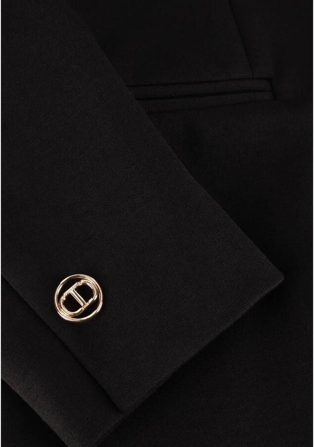 Twinset Zwarte double-breasted jas met peak revers Black Dames