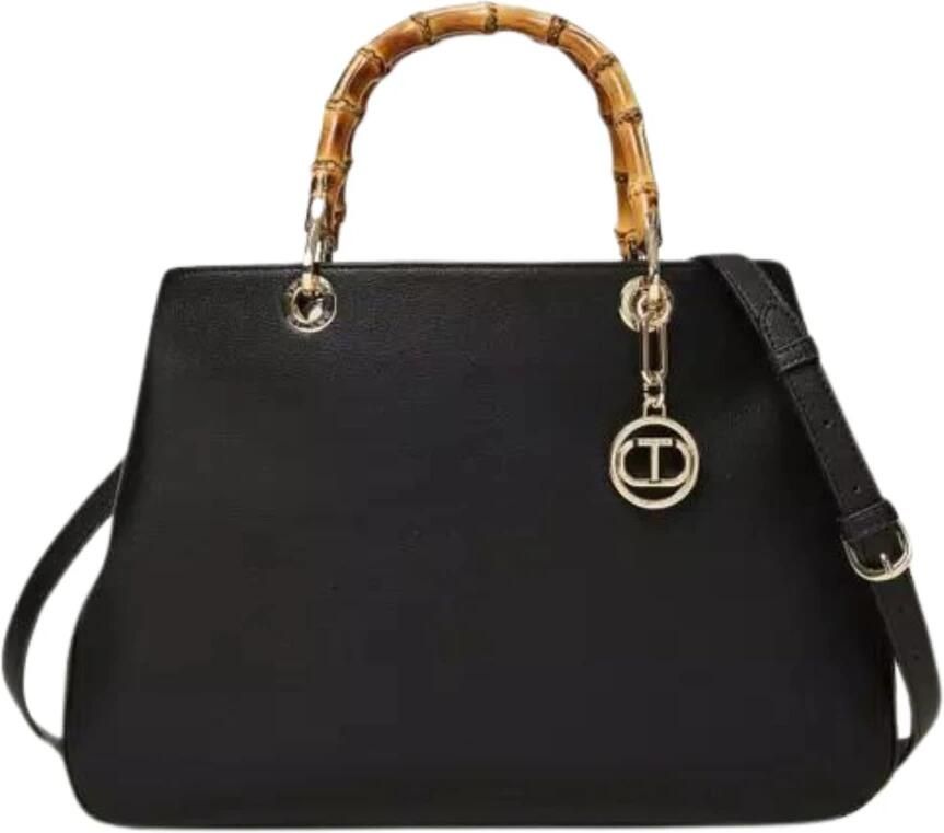 Twinset Zwarte Shopper Tas met Bamboe Handvatten Black Dames