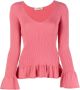 Twinset Roze Geribbelde Sweaters met Ruches Pink Dames - Thumbnail 1
