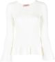 Twinset Bianco Ruffle Mouw Sweatshirt White Dames - Thumbnail 1