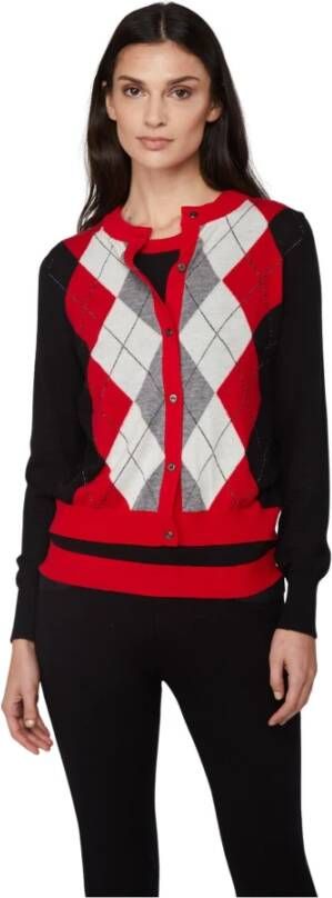 Twinset Multicolor Diamantpatroon Top-Cardigan set Black Dames