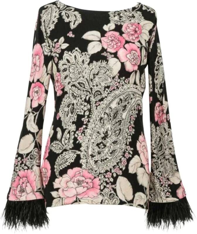 Twinset Viscose Sweaters met Bloemenprint Zwart Dames