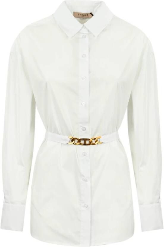 Twinset Witte Poplin Overhemd met Lange Mouwen White Dames