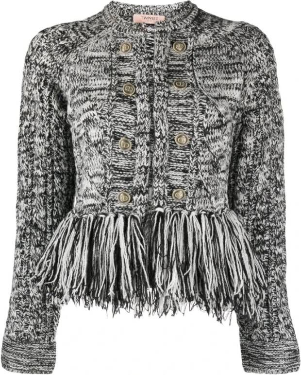 Twinset Zwart Gebreid Jack met Franjezoom Zwart Dames