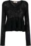 Twinset Zwart Opengebreid Ruffle Truitje Zwart Dames - Thumbnail 1