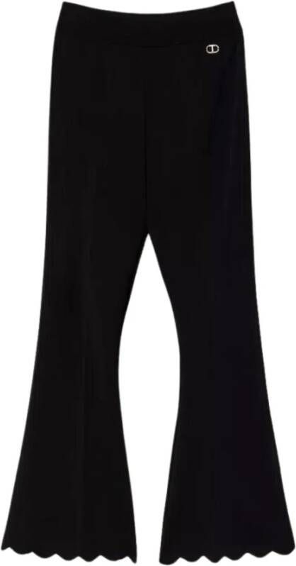 Twinset Zwarte Gebreide Flare Broek Zwart Dames
