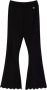 Twinset Zwarte Geribbelde Flare Broek met Gouden Logo Detail Black Dames - Thumbnail 11