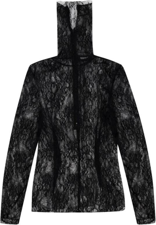 Undercover Lace top with decorative high neck Zwart Dames