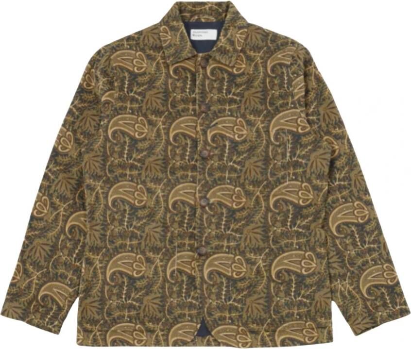 Universal Works Bakkers kletsen jasje in marine paisley koord Bruin Heren