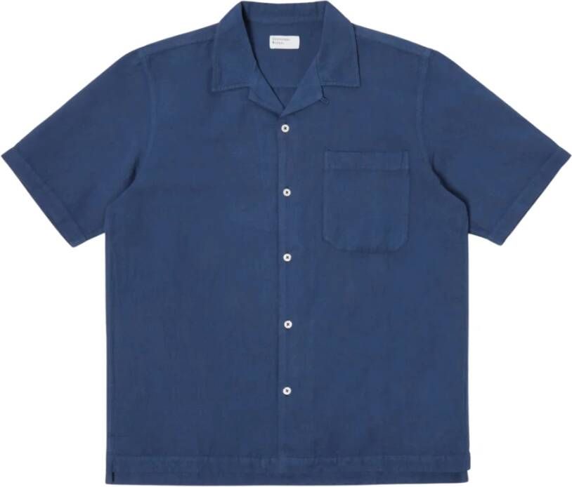 Universal Works Short Sleeve Shirts Blauw Heren