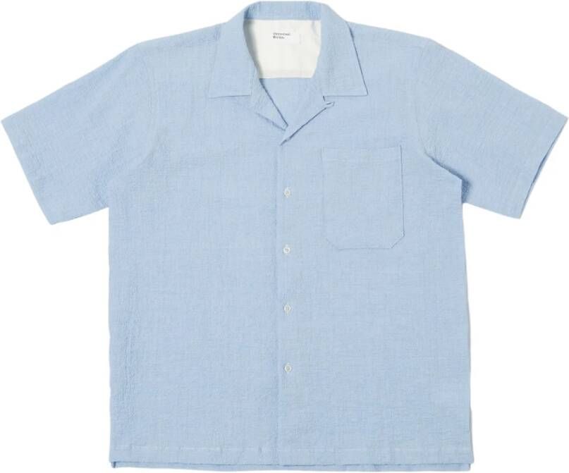 Universal Works Short Sleeve Shirts Blauw Heren