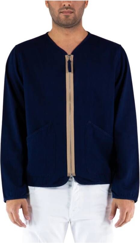 Universal Works Sweater met rits Blauw Heren