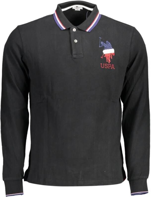 U.s. Polo Assn. Zwart Polo Shirt met Lange Mouwen en Borduursel Black Heren