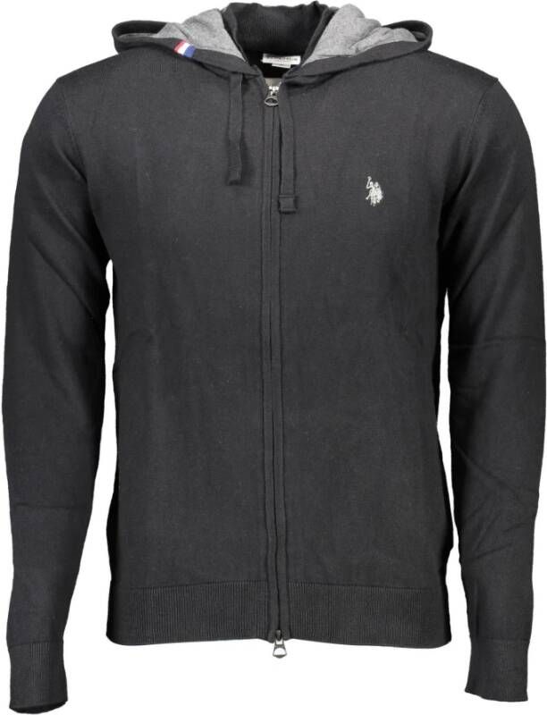 U.s. Polo Assn. Zwarte Hoodie met Rits en Geborduurd Logo Black Heren