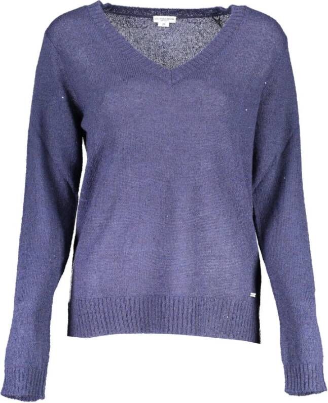 U.s. Polo Assn. Blauwe Nylon Sweater met V-Hals Blue Dames