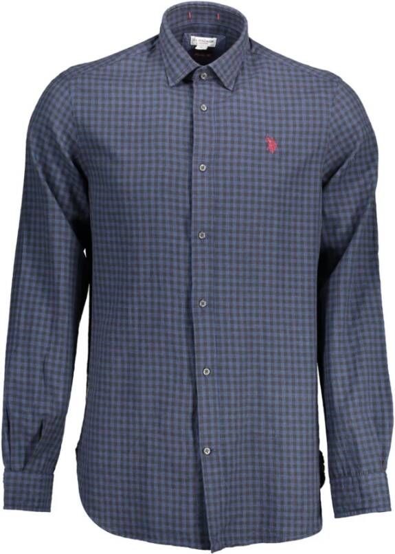 U.s. Polo Assn. Blauw Overhemd Lange Mouwen Geborduurd Logo Blue Heren