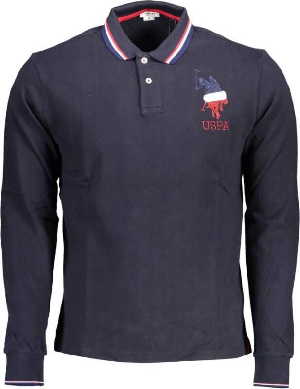U.s. Polo Assn. Klassieke polo met lange mouwen en contrasterende accenten Blue Heren