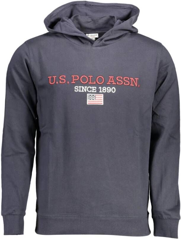 U.s. Polo Assn. Blauwe Katoenen Hoodie met Contrasterende Details en Logo Blue Heren