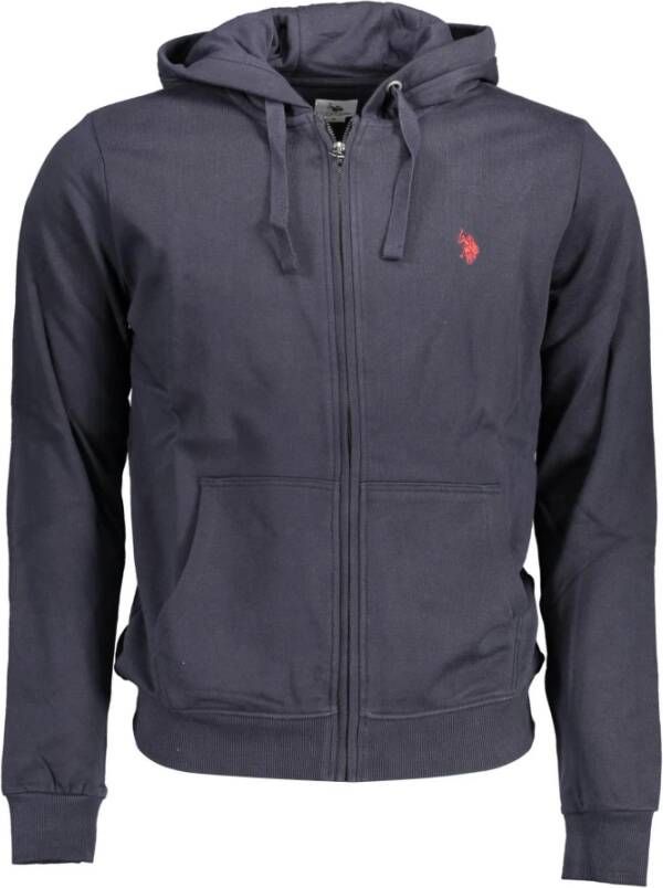 U.s. Polo Assn. Blauwe Hoodie met Rits en Borduursel Blue Heren