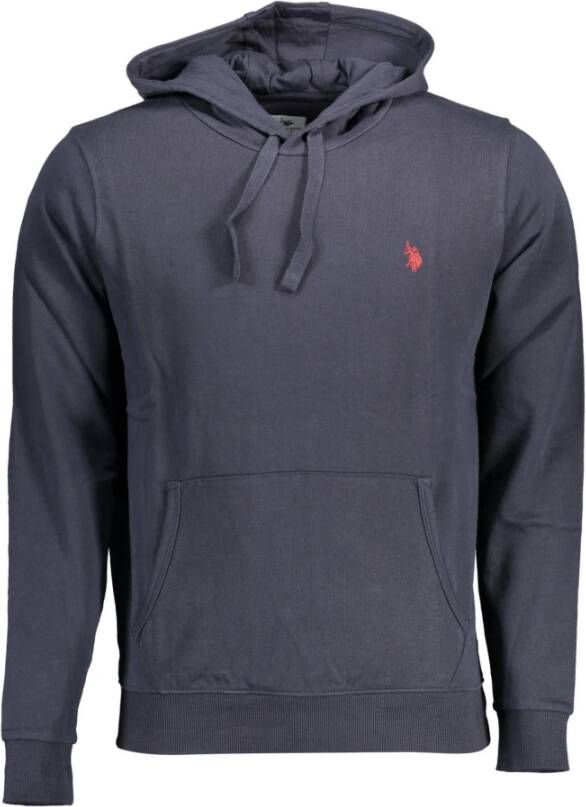 U.s. Polo Assn. Blauwe hoodie met centrale zak en borduurwerk Blue Heren