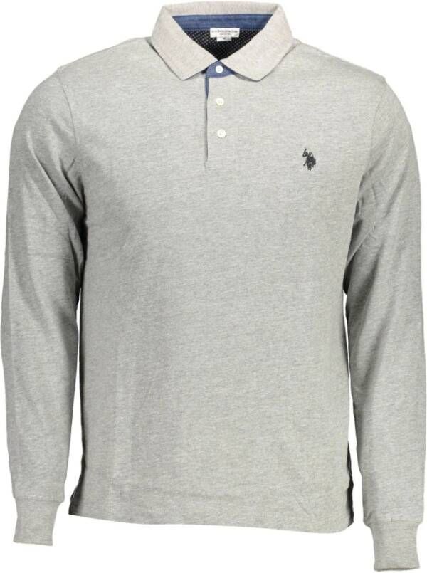 U.s. Polo Assn. Grijs langmouw poloshirt met elleboogpatches Gray Heren