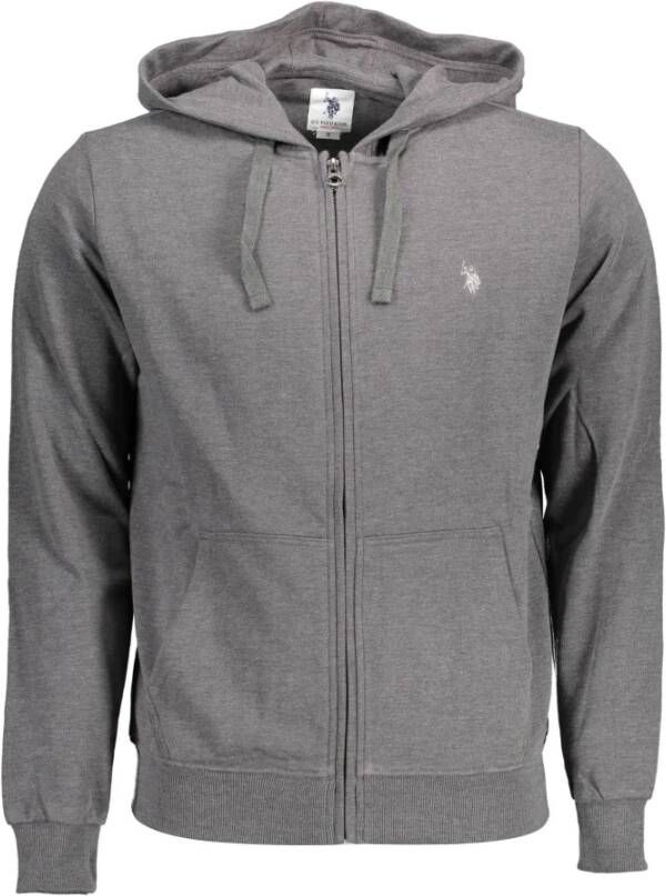 U.s. Polo Assn. Stijlvolle Grijze Hoodie met Rits en Borduursel Gray Heren