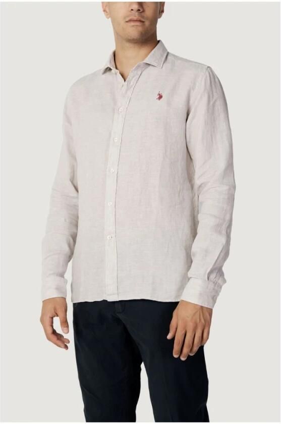 U.s. Polo Assn. Grijs linnen overhemd Lente Zomer Collectie Gray Heren - Foto 2