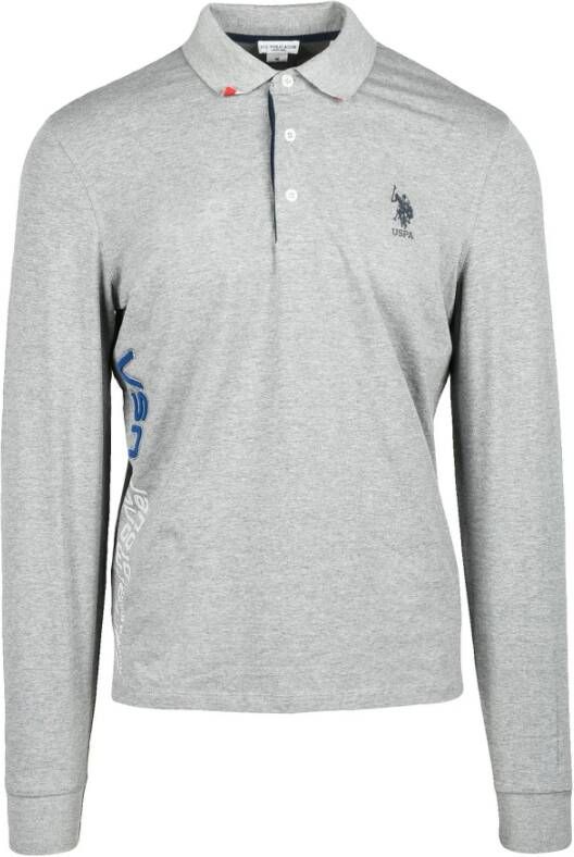 U.s. Polo Assn. Stijlvolle Polo met Lange Mouwen en Contrastdetails Gray Heren