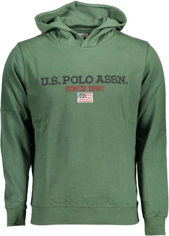 U.s. Polo Assn. Groene Katoenen Hoodie met Contrasterend Logo Green Heren