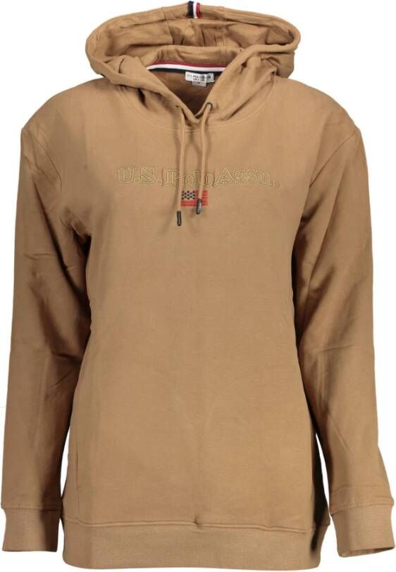 U.s. Polo Assn. Hoodie Bruin Geborduurde Contrastdetails Brown Dames