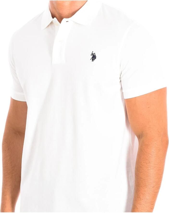 U.s. Polo Assn. Korte Mouw Polo in Fuchsia White Heren