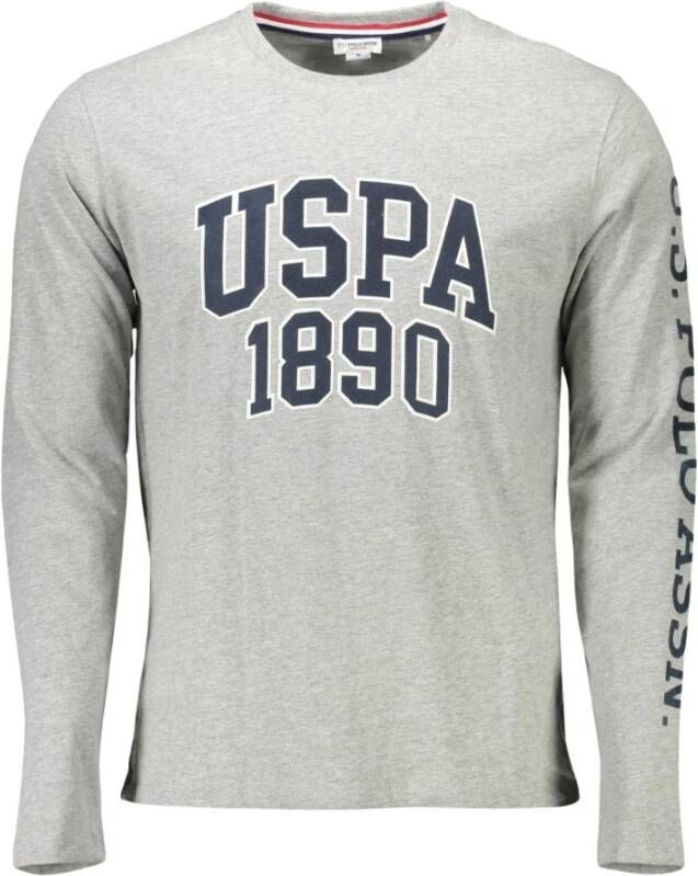 U.s. Polo Assn. Lange Mouw T-shirt Grijs Contrast Print Gray Heren