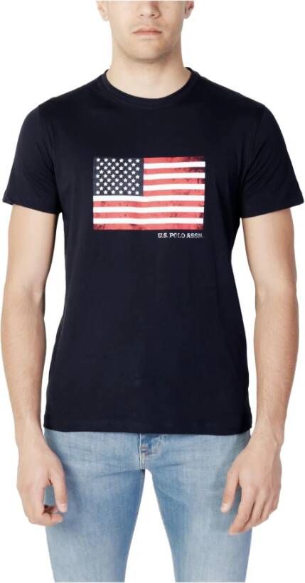 U.s. Polo Assn. Heren Blauw Print T-shirt Blue Heren