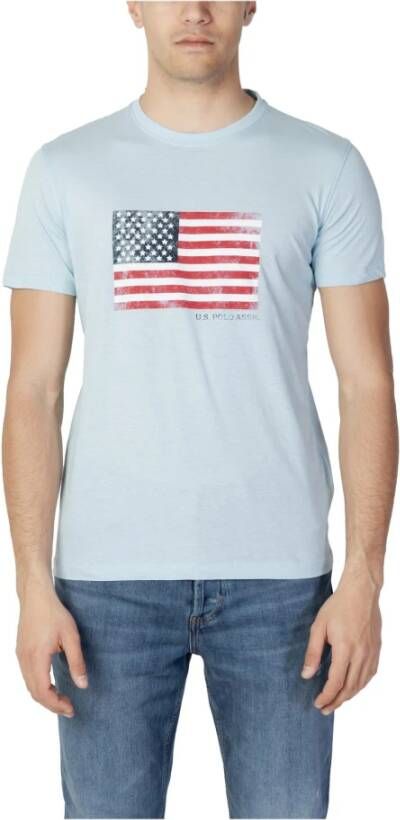 U.s. Polo Assn. Heren Lichtblauw Print T-shirt Blue Heren