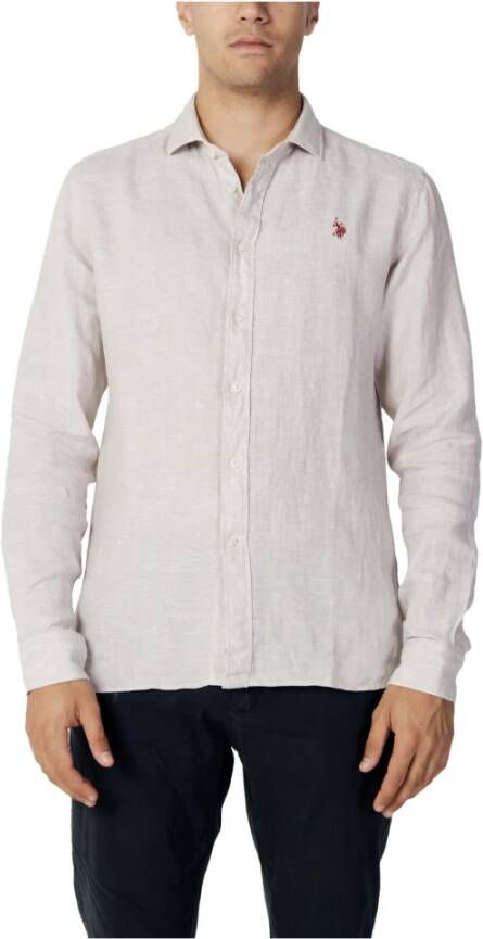 U.s. Polo Assn. Grijs linnen overhemd Lente Zomer Collectie Gray Heren