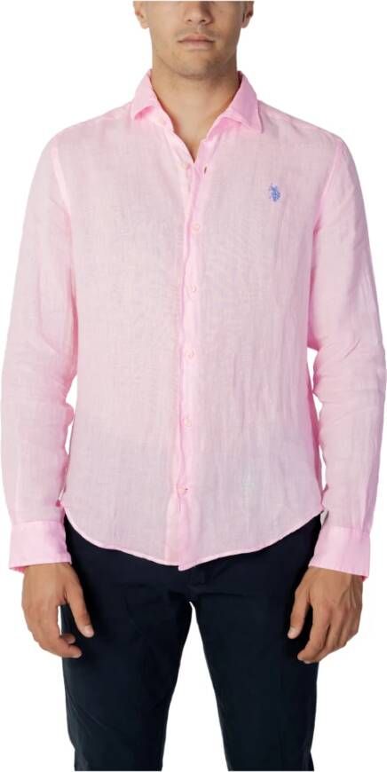 U.s. Polo Assn. Linnen overhemd met knoopsluiting voor heren Pink Heren