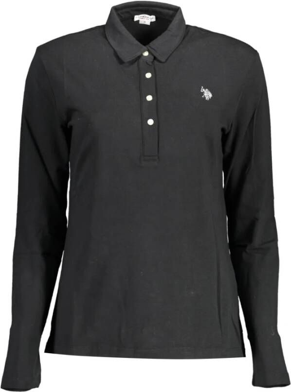 U.s. Polo Assn. Zwart katoenen poloshirt voor vrouwen Black Dames