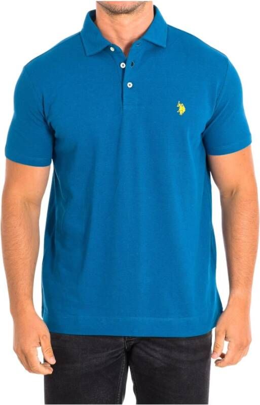 U.s. Polo Assn. Turquoise Polo Shirt Korte Mouwen Blue Heren