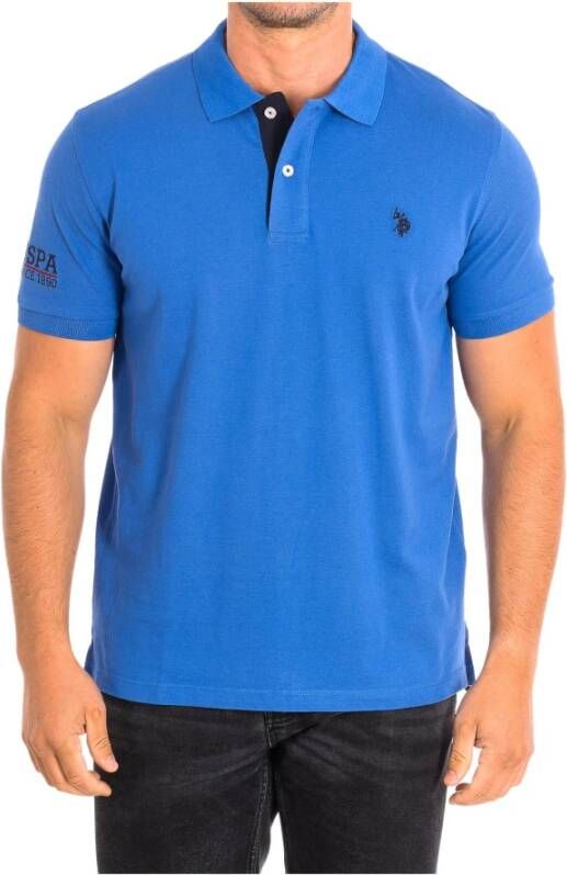 U.s. Polo Assn. Korte Mouw Polo in Wit Blue Heren