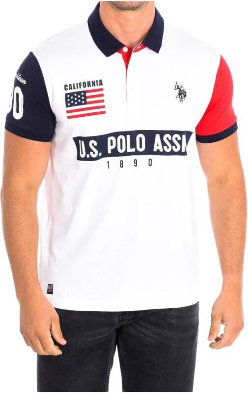 U.s. Polo Assn. Korte Mouw Polo in Marineblauw White Heren