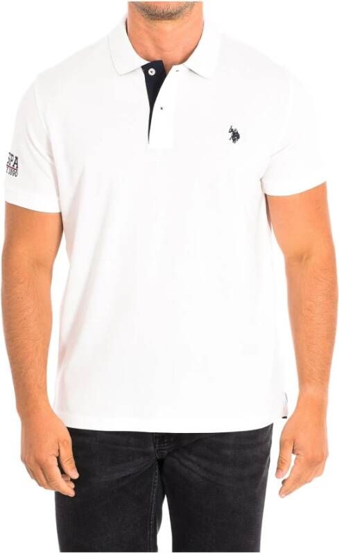 U.s. Polo Assn. Korte Mouw Polo in Wit White Heren