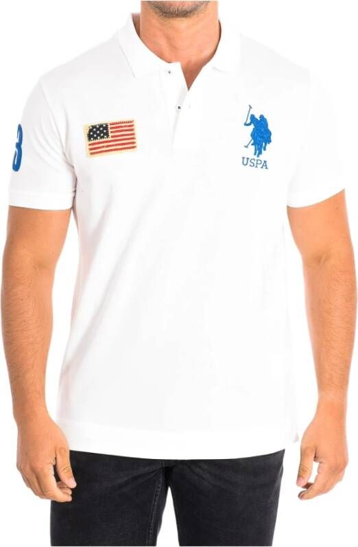 U.s. Polo Assn. Korte Mouw Polo in Khaki White Heren