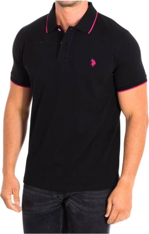 U.s. Polo Assn. Korte Mouw Polo Shirt in Zwart-Fuchsia Black Heren