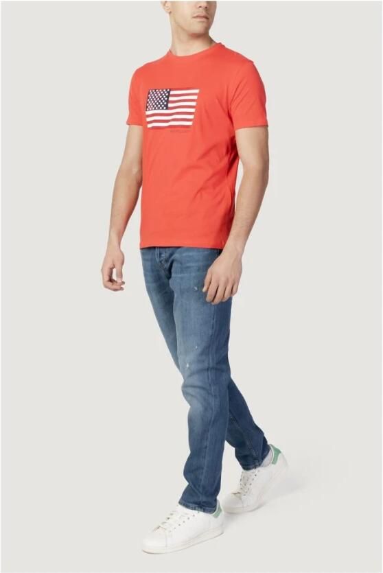 U.s. Polo Assn. Rode Katoenen Heren Lente Zomer T-Shirt Red Heren