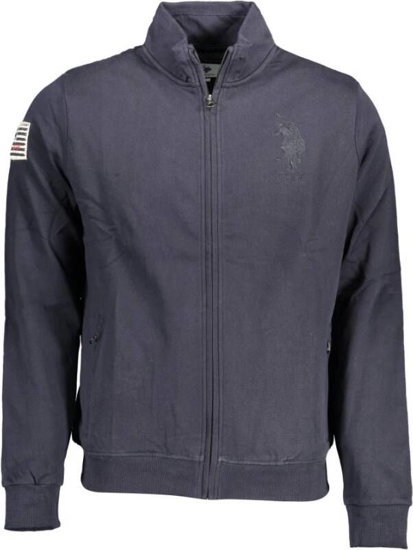 U.s. Polo Assn. Blauwe Katoenen Zip Sweater met Logo Borduursel Blue Heren