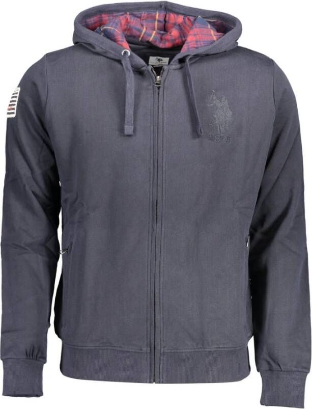 U.s. Polo Assn. Blauwe Hoodie met Rits en Borduursel Blue Heren