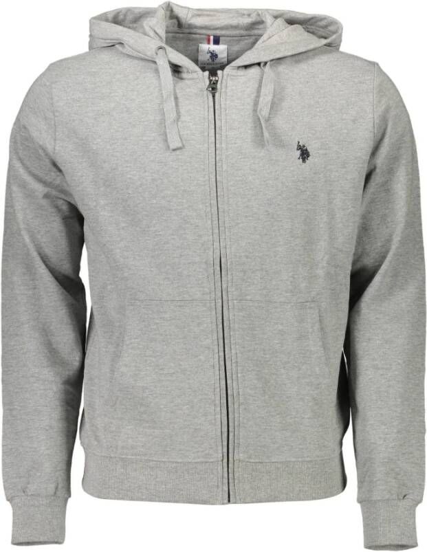 U.s. Polo Assn. Grijze Hoodie met Rits en Borduursel Gray Heren