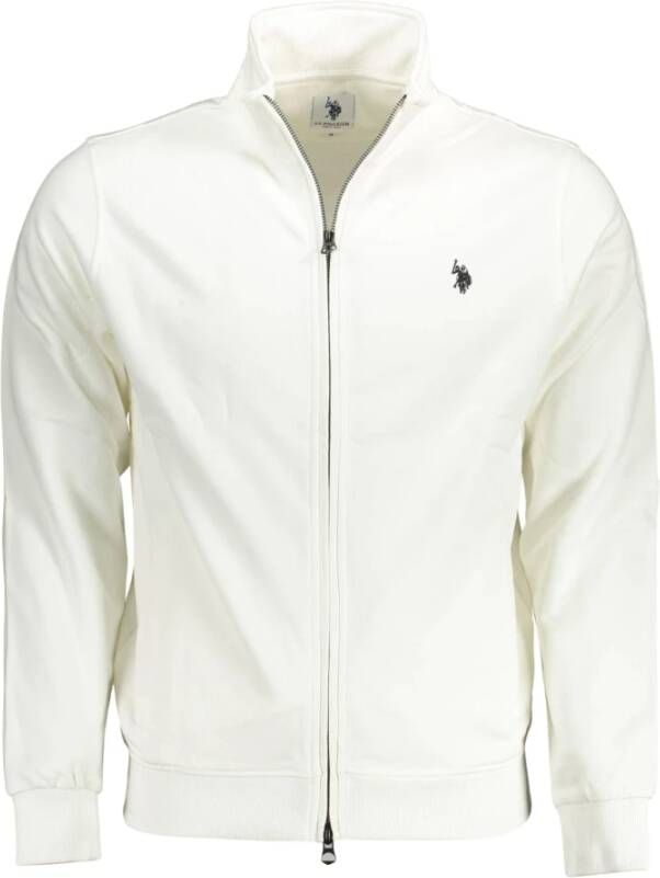 U.s. Polo Assn. Witte Katoenen Trui met Rits en Logo White Heren