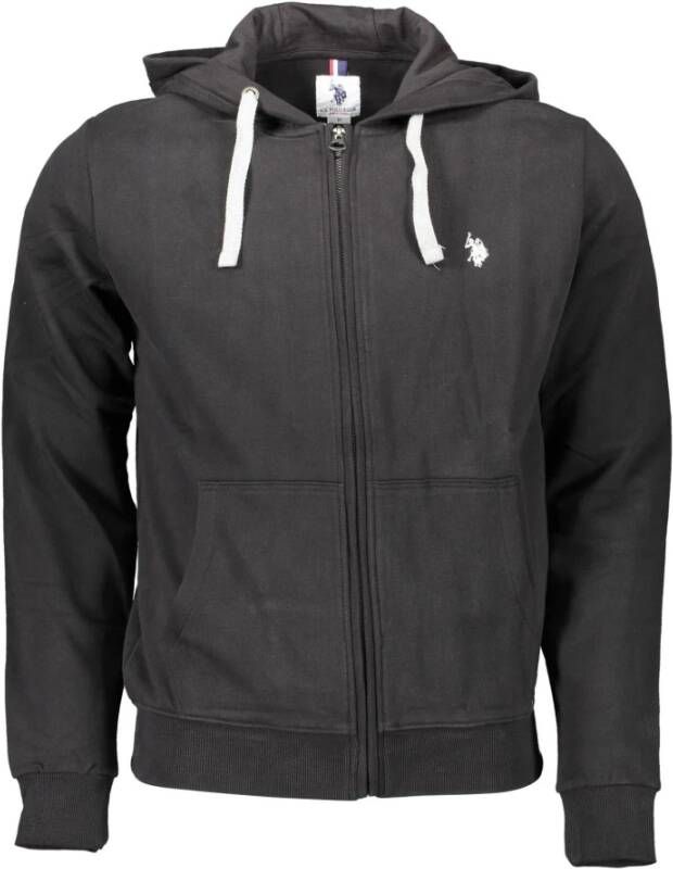 U.s. Polo Assn. Zwarte katoenen hoodie met rits Black Heren