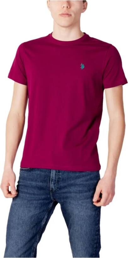 U.s. Polo Assn. Bordeaux Effen Korte Mouw T-shirt Red Heren